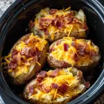 Slow Cooker Bacon & Cheddar Baked Potatoes